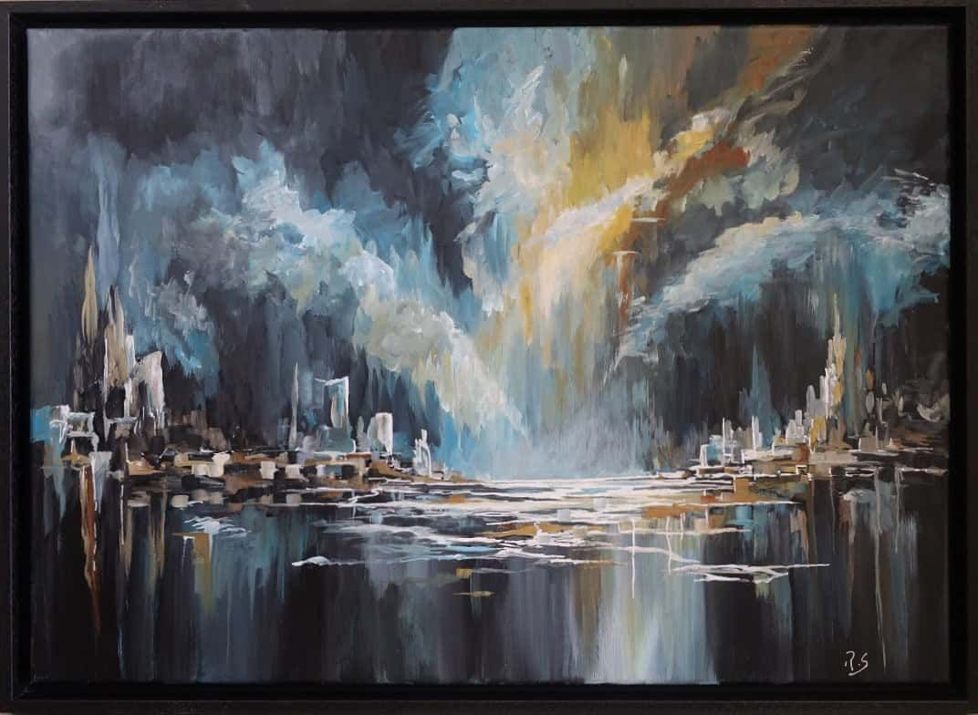 Stadt aus Licht – Acryl auf Leinwand