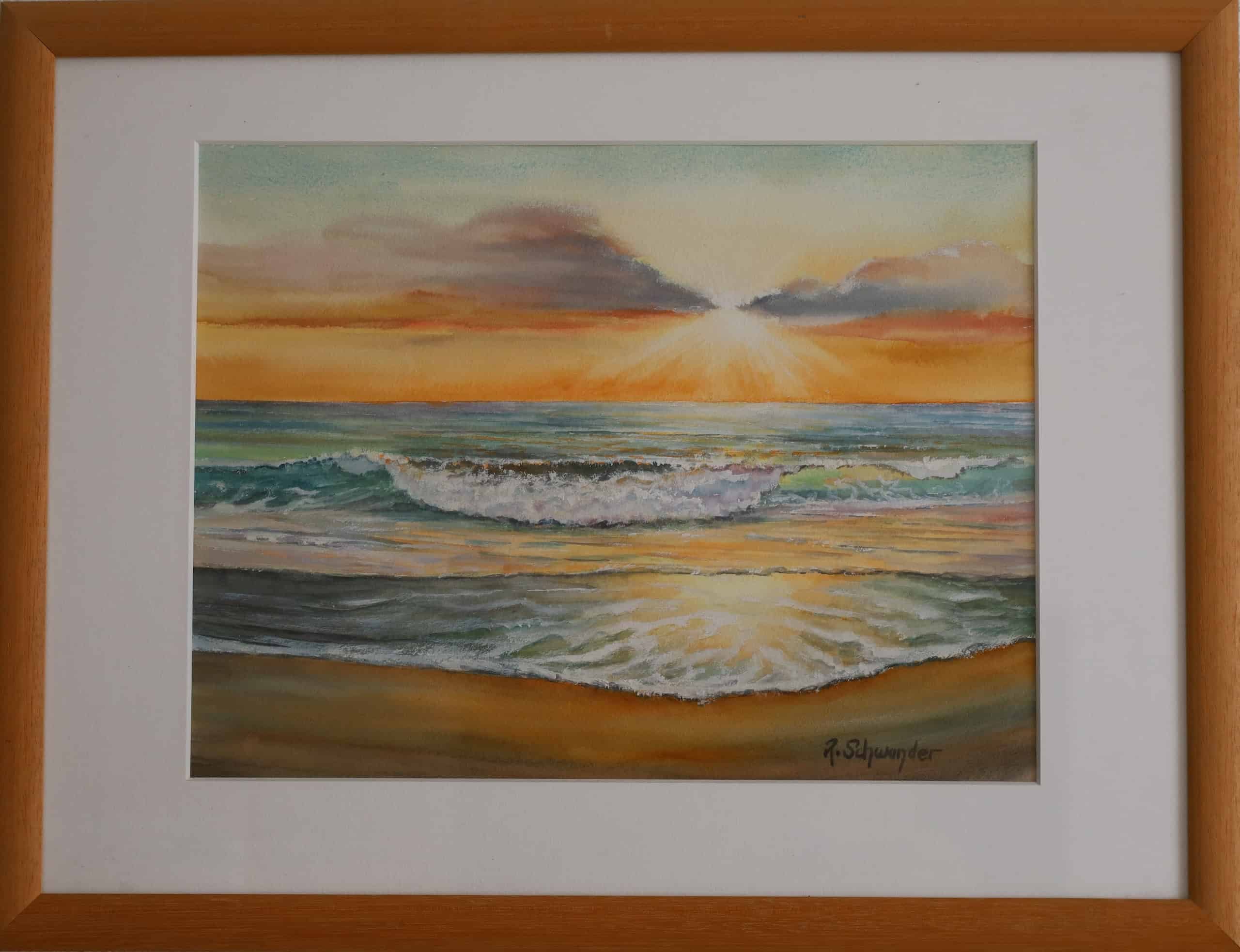 Sonnenuntergang am Meer – Aquarell